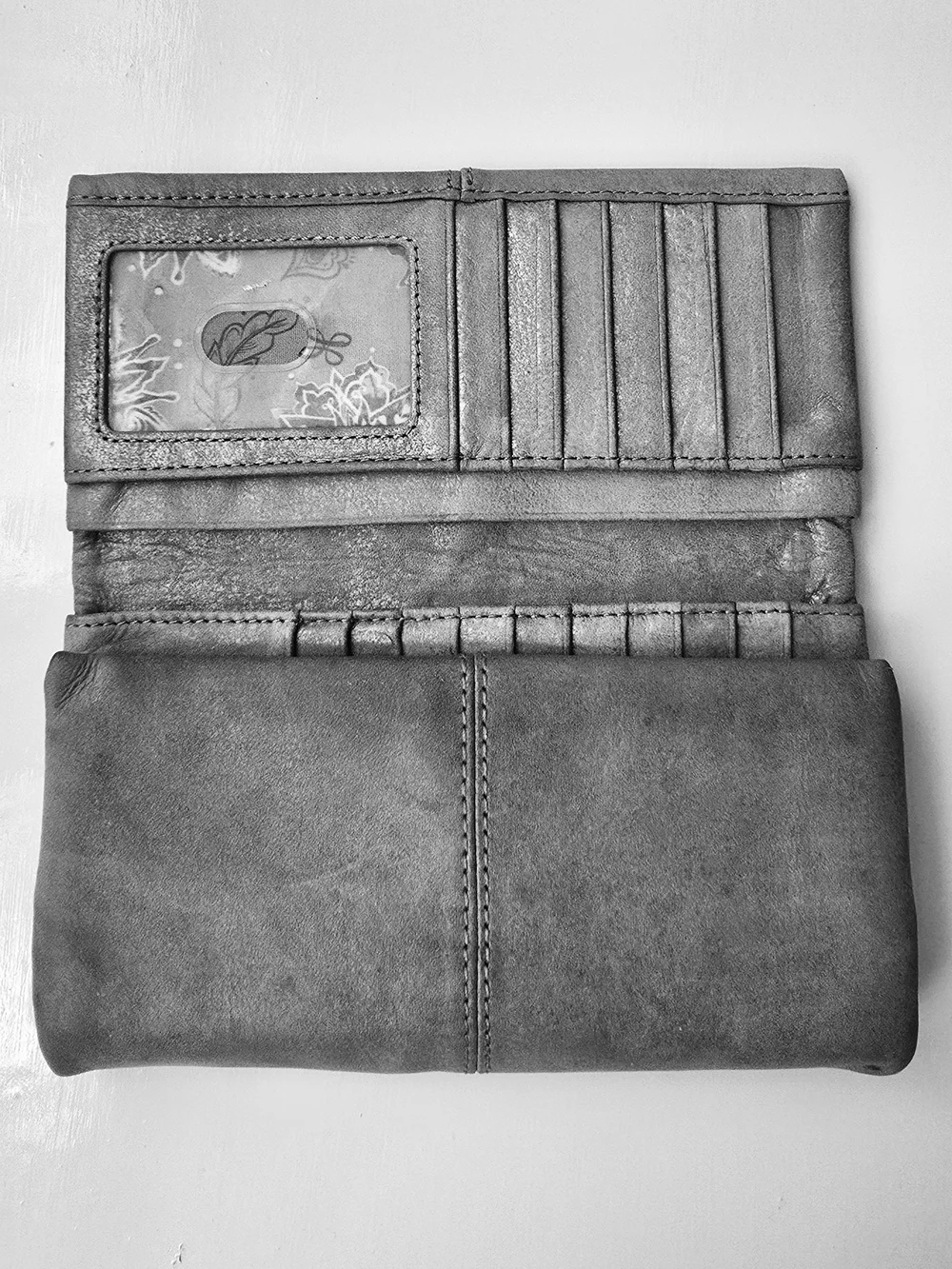HOBO Gray Silver Metallic Trifold Wallet Wristlet